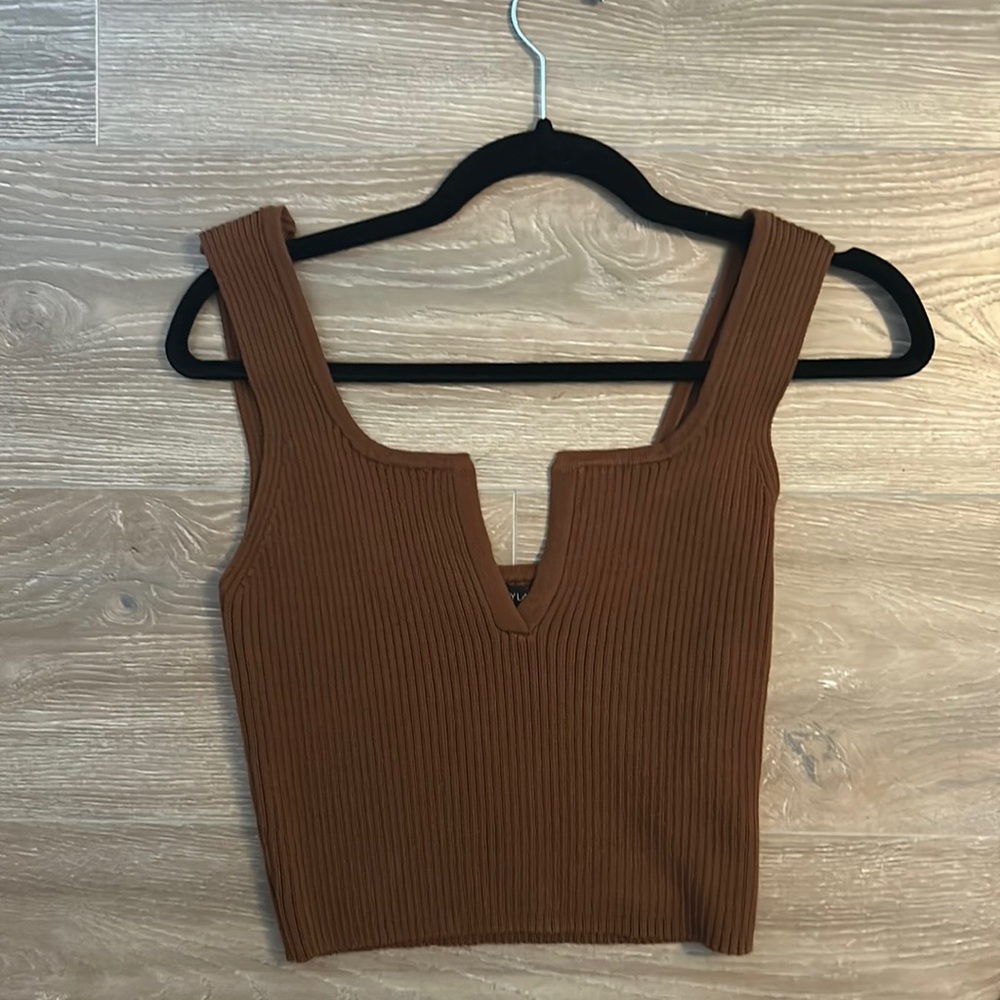 Brown soft crop top